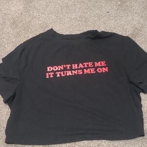 Black Crop Top with Red Text